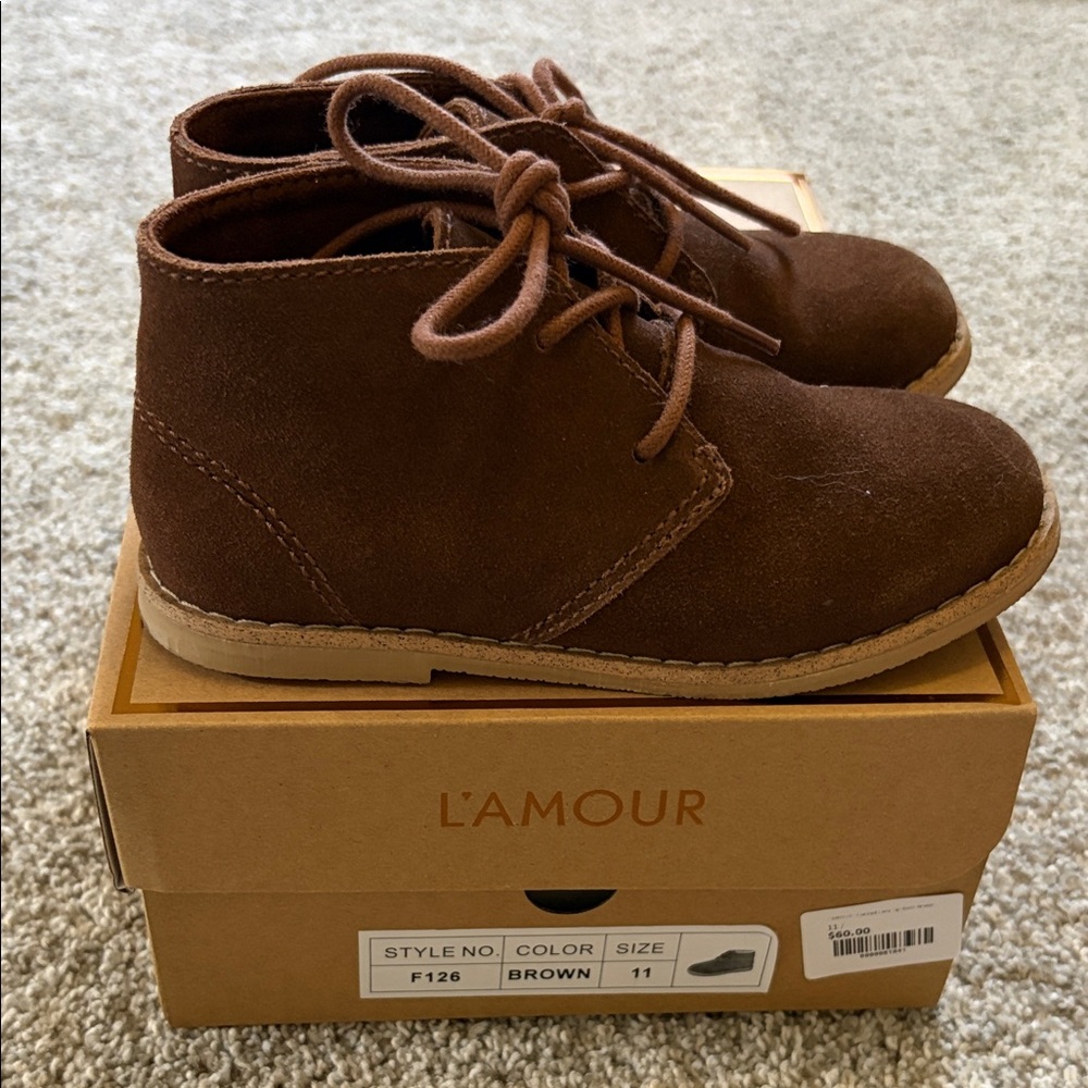 L'Amour Kids Brown Suede Boots